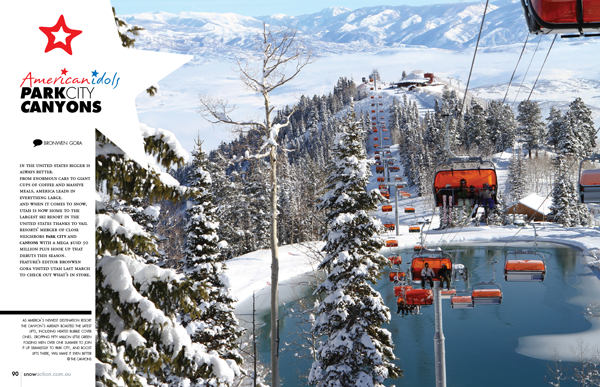 Check the full story on America's new largest resort, Park City Canyons, in snow Action's Travel bible IV issue out now