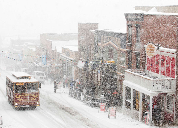 Snowy downtown