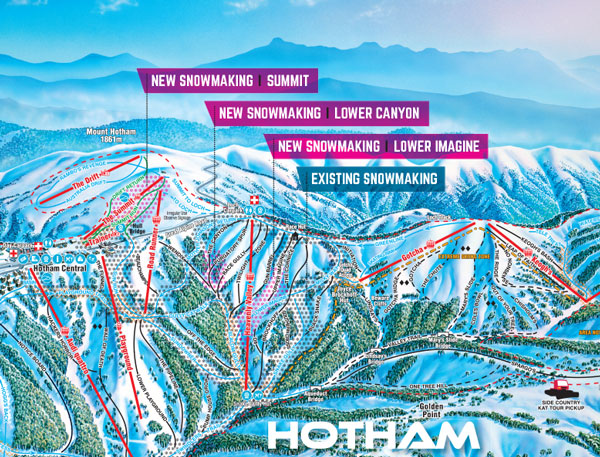 Detail of new snowmaking areas at Hotham
