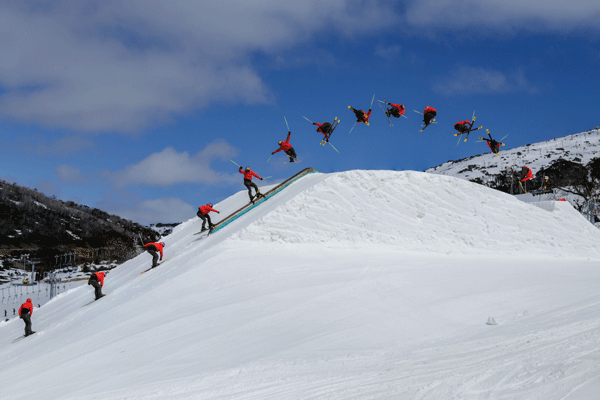 Double cork 1170 onto rail nailed by Russ Henshaw © Perisher