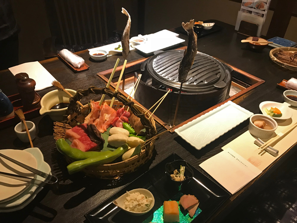 Kensaki-yaki 'sword grilling' barbecue Tatsumikan, Minakami