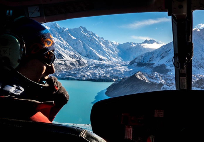 View from the chopper window with Mt Cook Heliski New Zealand