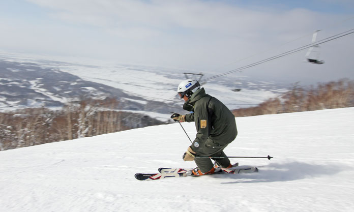 Maeda Mitsu skiing at Kamui Ski Links