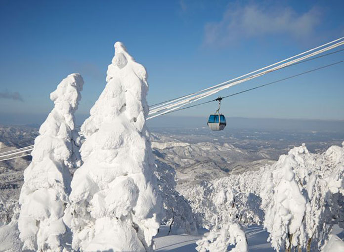 Ani ski resort gondola view showing how much snow they get