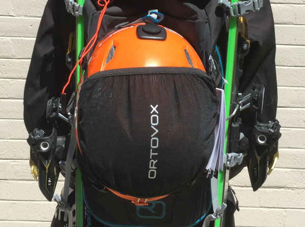 Ortovox Traverse pack with helmet net on