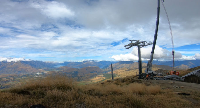 Installing towers for Coronet Peak's new gondola/chairlift