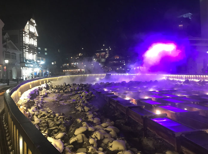 Kusatsu hot springs at night