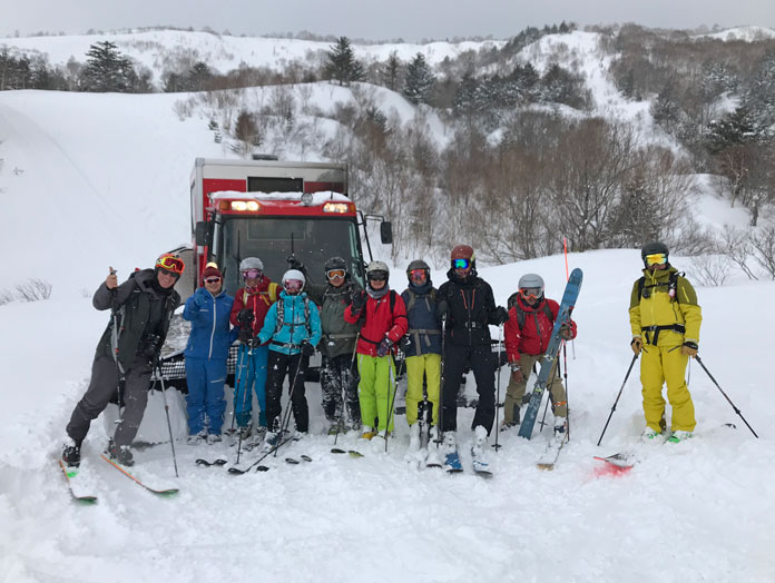 Hachimantai Cat Tour group at the end of a great day skiing