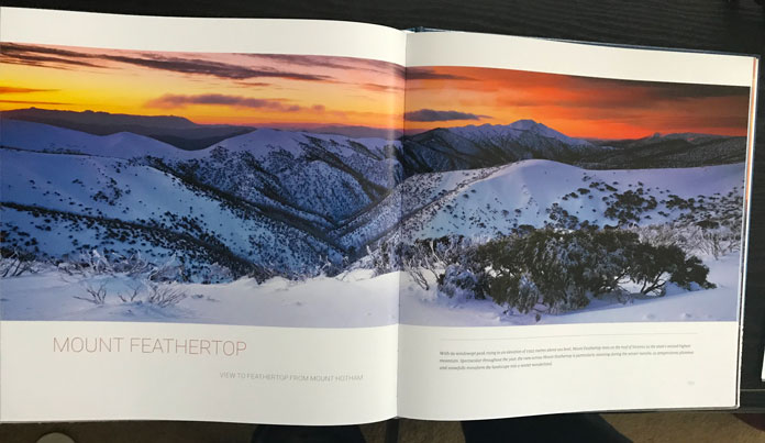 Mount Feathertop double page image spread from Alpine Australia book