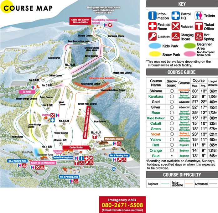 Marunuma Kogen Ski Resort Trail Map