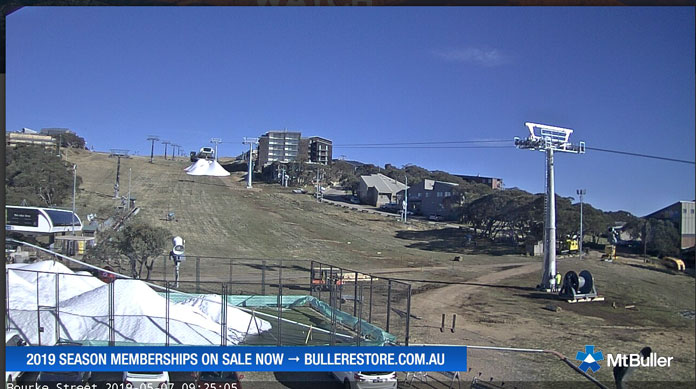 View of Bourke St Buller in May showing the new lift and snow making already under way
