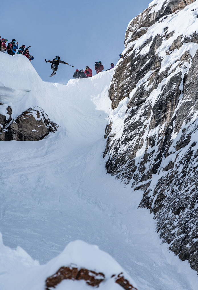 Trevor Kennison launches into Corbets at Jackson Hole