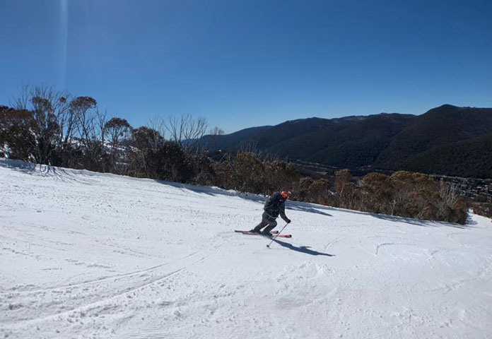 Carving the piste at Thredbo in a pair of Rossignol AllTraack Pro 120LT boots