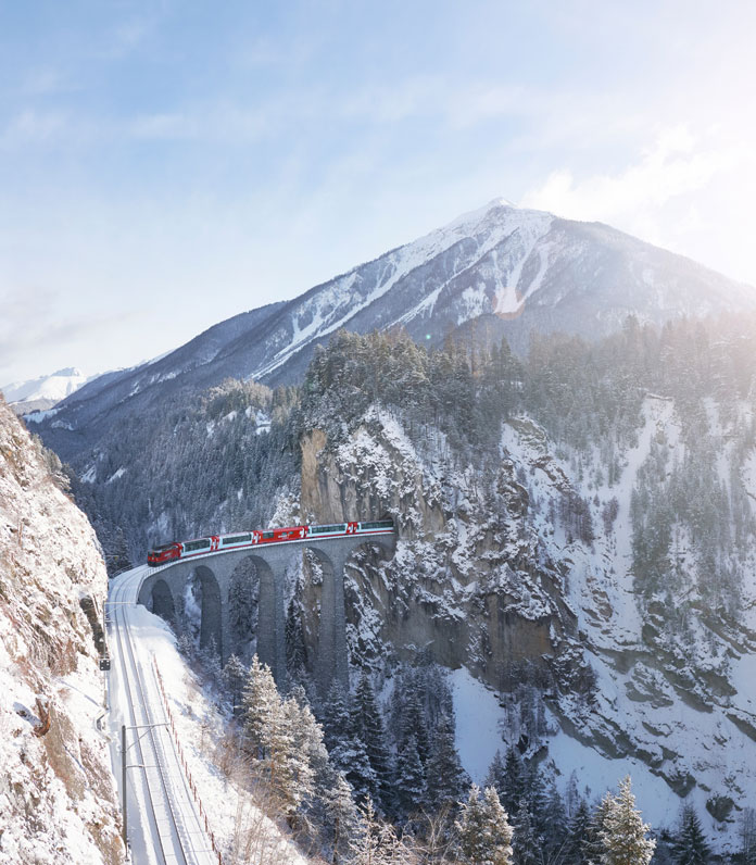 The Landwasser Viaduct is an engineering highlight of the Glacier Express