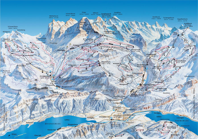 Jungfrau Region winter map