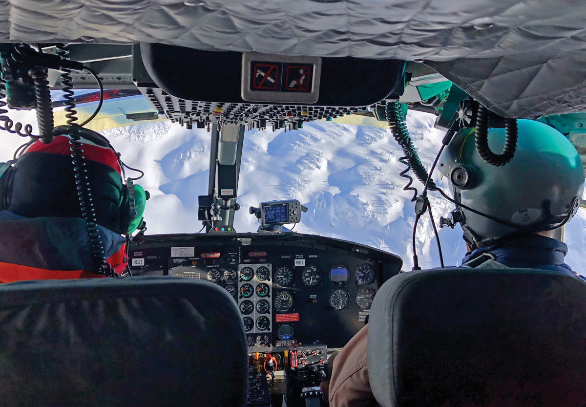 Cockpit view at Mike Wiegele Heliskiing