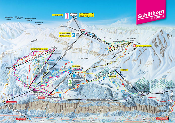 Schilthorn Piz Gloria ski area trail map