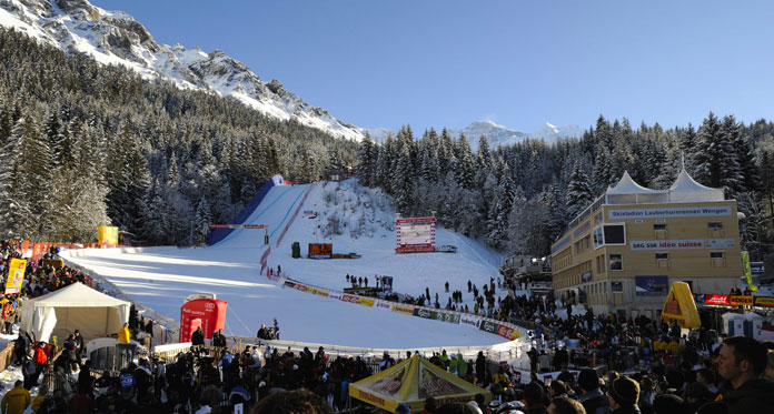 Finish are of the Lauberhorn World Cup Downhill race at Wengen