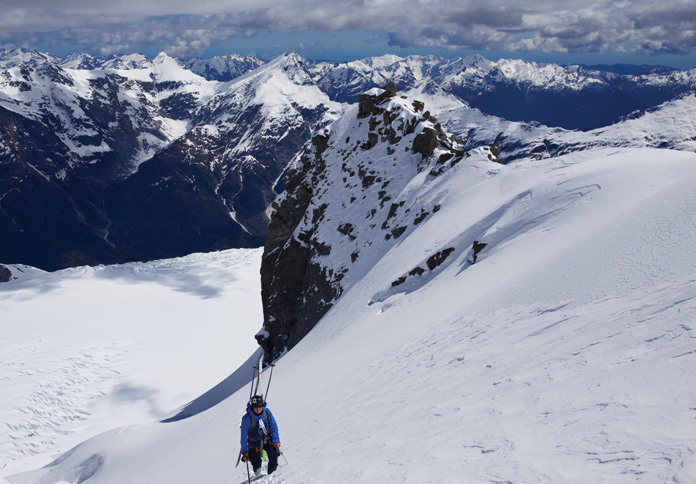 Near the top of 'The Ramp' to the North West Ridge of Mt Aspiring
