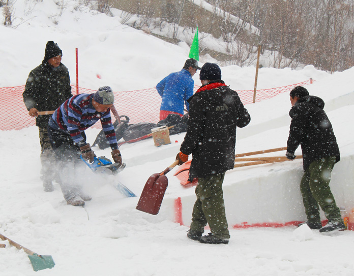 Shaping World Cup jumps with chainsaws Harbin northern China