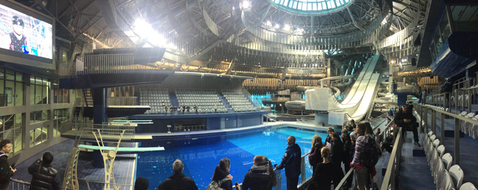 Massive indoor swimming pool Aerials ski training site in Minsk, Belarus