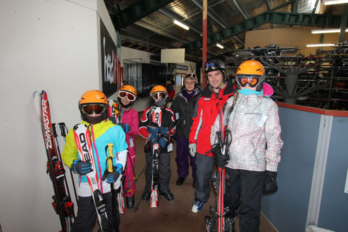 Geared up at Selwyn Snowfields convenient ski hire beside the slopes