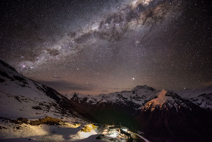 Night view of Milky Way from Temple Basin ski field