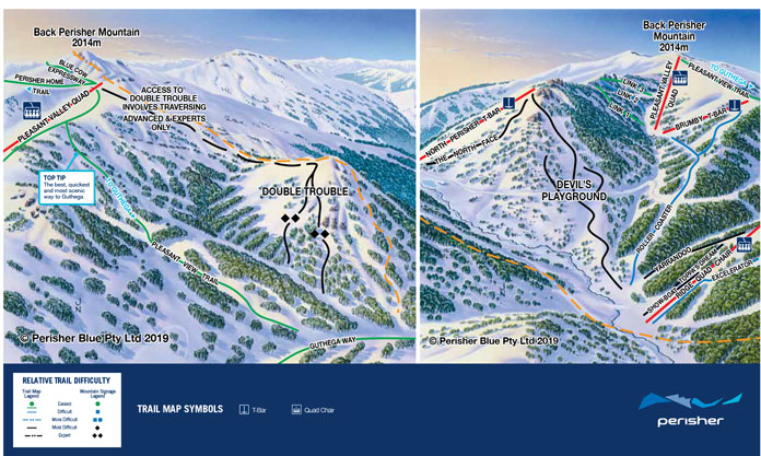 Perisher Trail Map Double Trouble and Devil's Playground insets