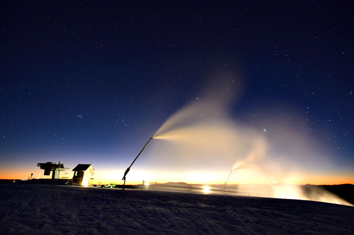 Night snowmaking at Mt Buller