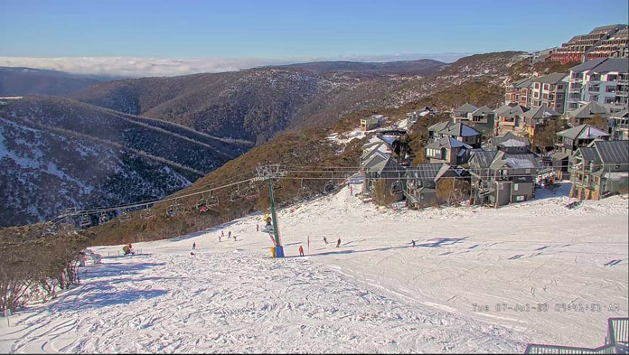 Snowmaking saves the day at Hotham allowing ski in/ski out to operate