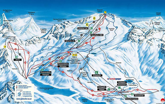 Mölltaler Gletscher winter ski map