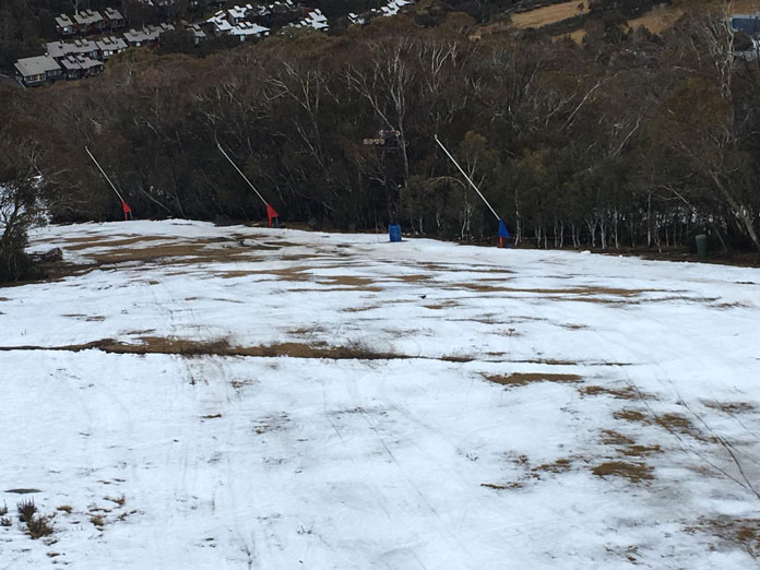 Lower Super Trail conditions at Thredbo getting sketchy
