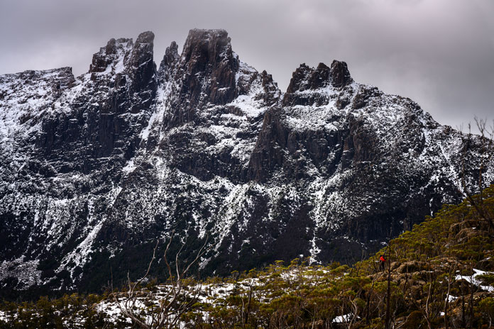 Vies to Mt Geryon in the Du Can Range, with some of Tasmania's steepes skiable lines