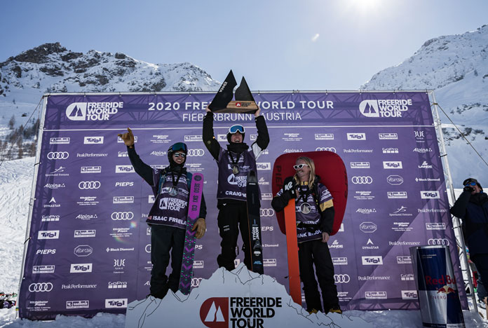 FWT Mens Ski podium at Fieberbrunn, Austria featured two New Zealanders, Craig Murray and Hank Bilous