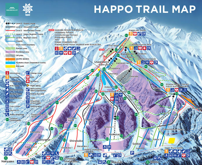 Happo trail map showing Riesen Slalom course