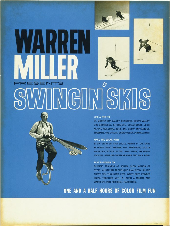 1960 Warren Miller ski movie poster for Swinging' Skis