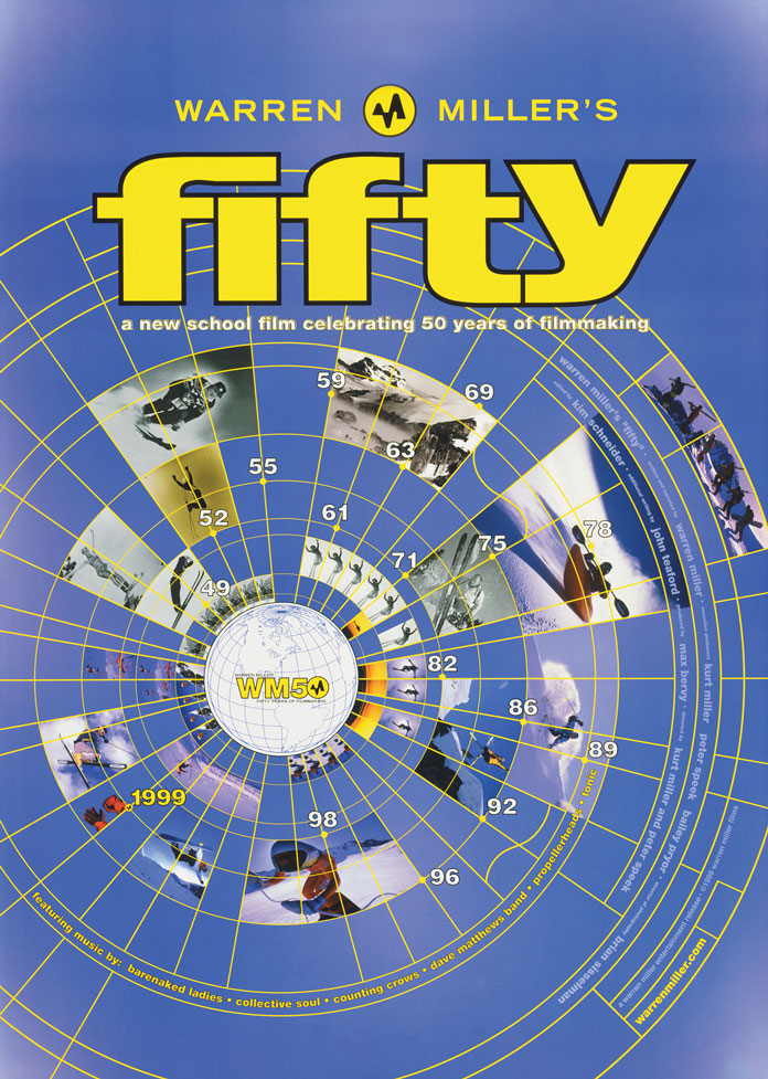 1999 Warren Miller Ski Movie poster for Fifty ' A  New School Film Celebrating 50 Years of Filmmaking' 