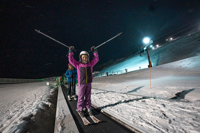 Night skiing kids at Coronet Peak Queenstown