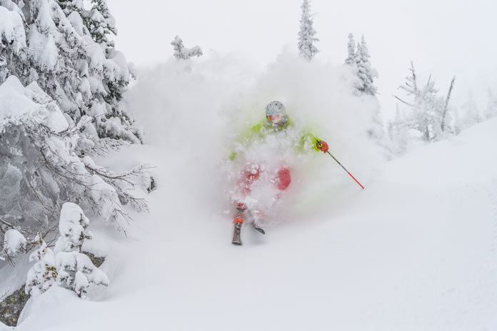 Powder skiing amid snow ghosts at Big White Ski Resort