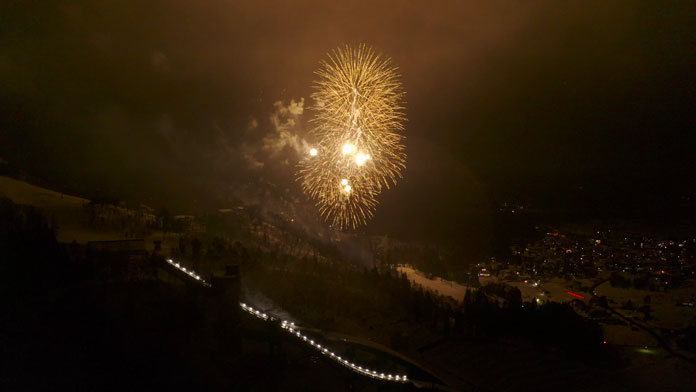 New Years Eve fireworks over the Nakiyama slope at Hakuba Happo-one snow resort
