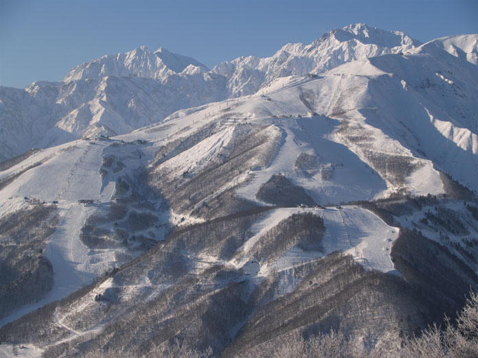 Aerial view of Hakuba Happo-one and the northern Japan Alps