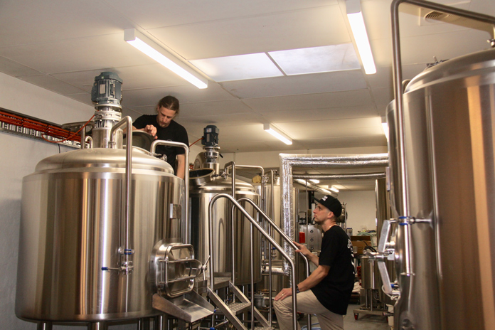Trevor and Craig King at work at Crank Handle Brewing 