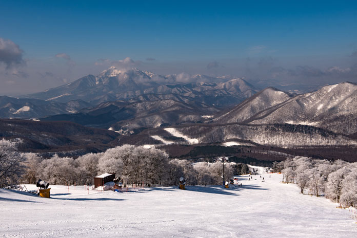 Winter views to Bandai from Numajiri Ski Resort, Aizu, Japan