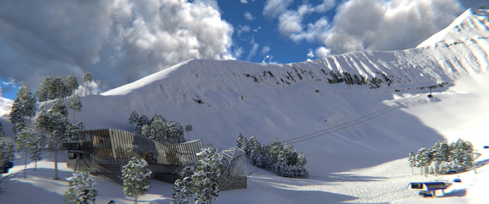 Artist's impression of new Lone Mountain Tram route at Big Sky Resort