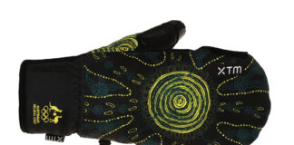 Cloese up of XTM Limited Edition Olympic Print Mitt design by indigenous artist Paul Fleming