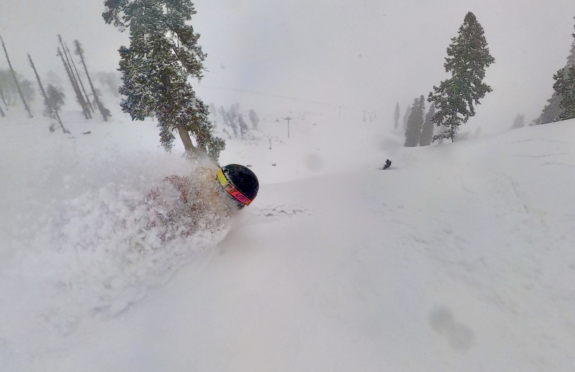 Fresh powder while skiing at Gulmarg